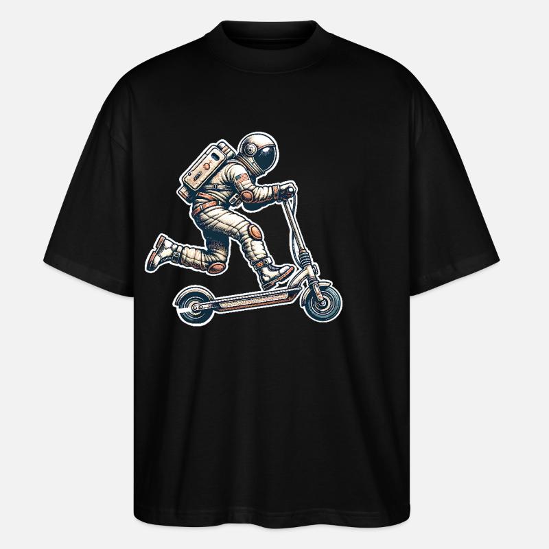 E-Scooter E-Roller Astronaut Scooter - Stanley/Stella Oversized Unisex Bio T-Shirt Blaster 2.0 - Schwarz