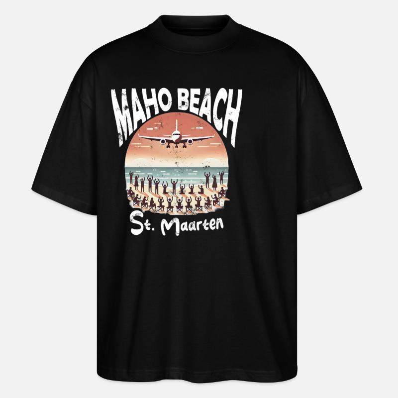Maho Beach St. Maarten - Stanley/Stella Oversized Unisex Bio T-Shirt Blaster 2.0 - Schwarz
