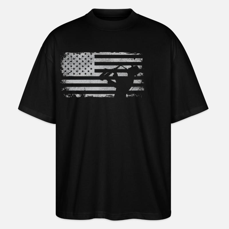 Saxophone American Flag - Stanley/Stella Oversized Unisex Bio T-Shirt Blaster 2.0 - Schwarz