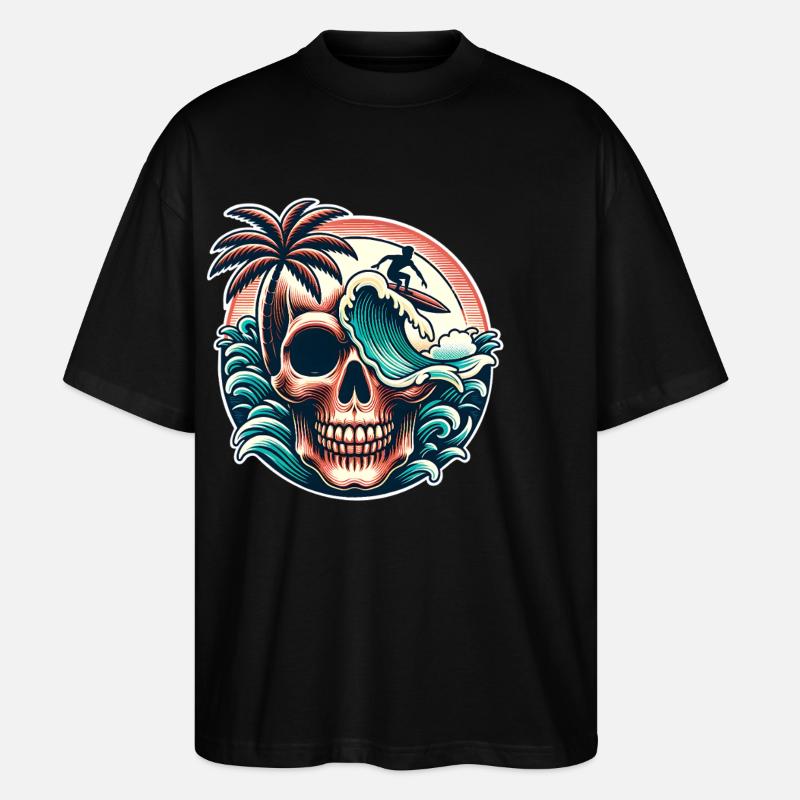 Crâne de surfeur de surf - T-shirt bio Blaster 2.0 coupe oversize Stanley/Stella Unisexe - noir
