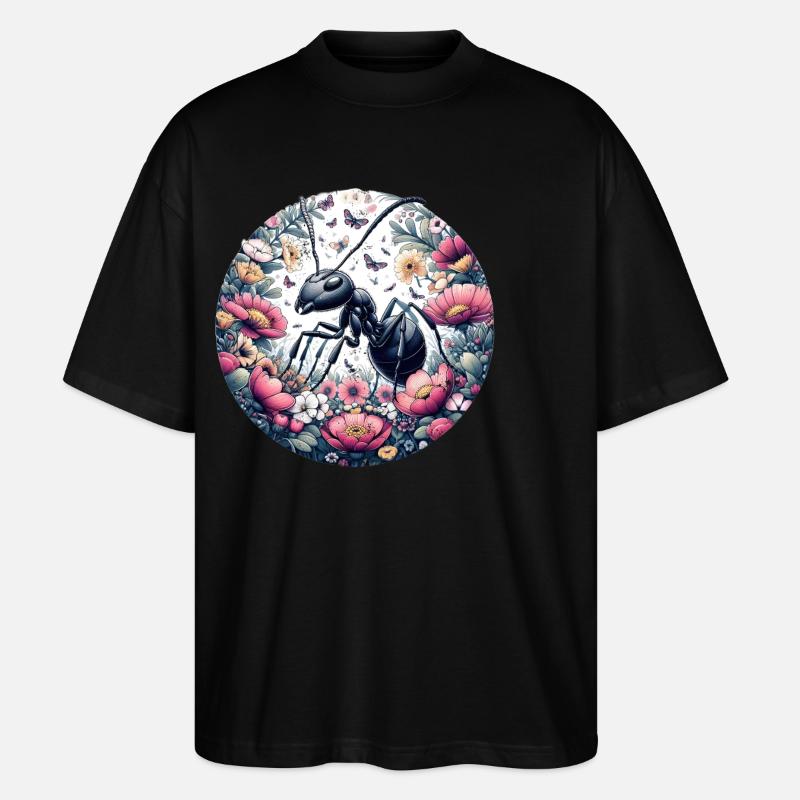 Fleurs de fourmis - T-shirt bio Blaster 2.0 coupe oversize Stanley/Stella Unisexe - noir