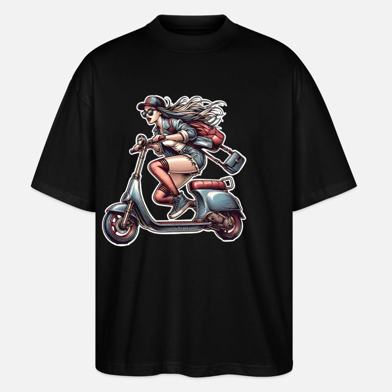 Scooter Cyclomoteur Scooter - T-shirt bio Blaster 2.0 coupe oversize Stanley/Stella Unisexe - noir