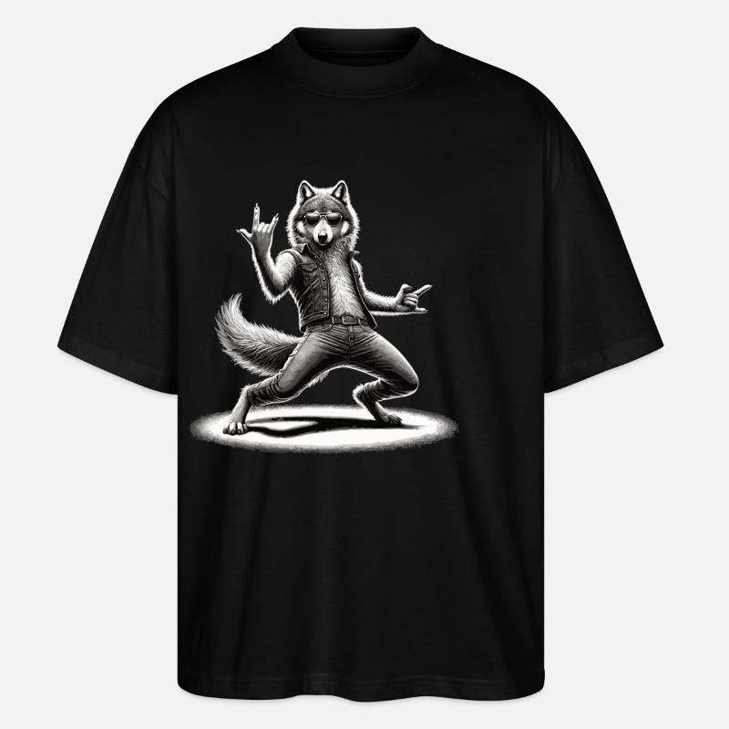 Rockiger Wolf – Cool & Wild - Stanley/Stella Oversized Unisex Bio T-Shirt Blaster 2.0 - Schwarz