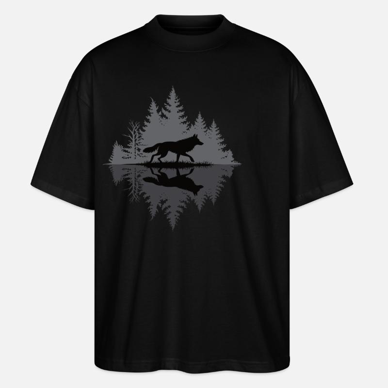 Wolf im dunklen Wald - Stanley/Stella Oversized Unisex Bio T-Shirt Blaster 2.0 - Schwarz