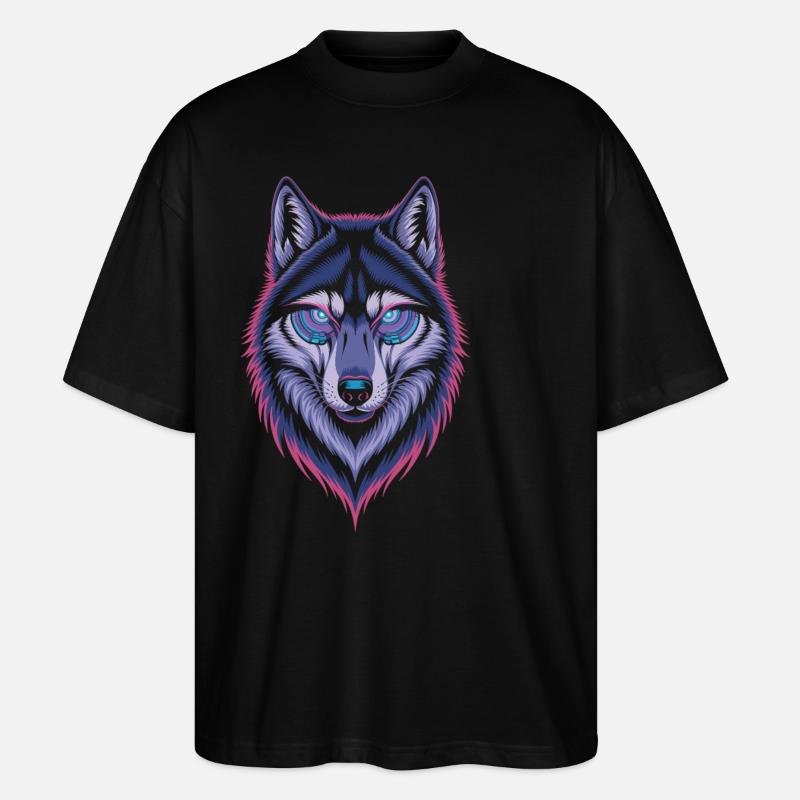 Techno Wolf Kunst - Stanley/Stella Oversized Unisex Bio T-Shirt Blaster 2.0 - Schwarz