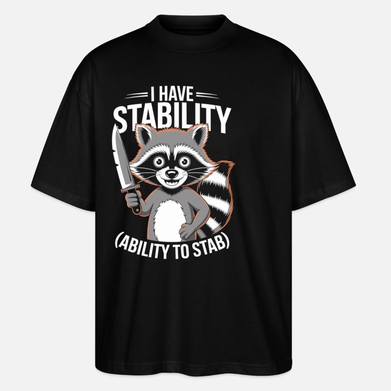 Sarkastischer Waschbär Humor - Stanley/Stella Oversized Unisex Bio T-Shirt Blaster 2.0 - Schwarz