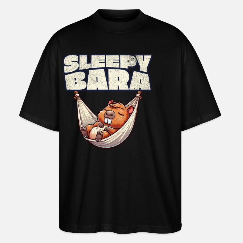 Capybara Sleepybara - Stanley/Stella Oversized Unisex Organic T-shirt Blaster 2.0 - black