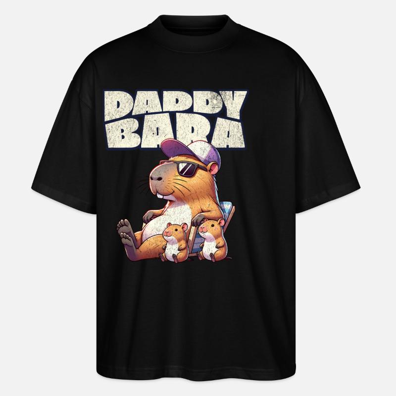 Daddybara Capybara Vater Papa - Stanley/Stella Oversized Unisex Bio T-Shirt Blaster 2.0 - Schwarz