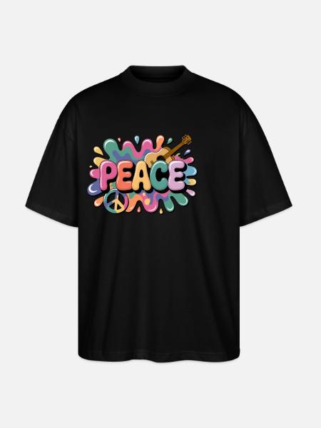 PEACE – Psychedelic - Stanley/Stella Oversized Unisex Organic T-shirt Blaster 2.0 - black