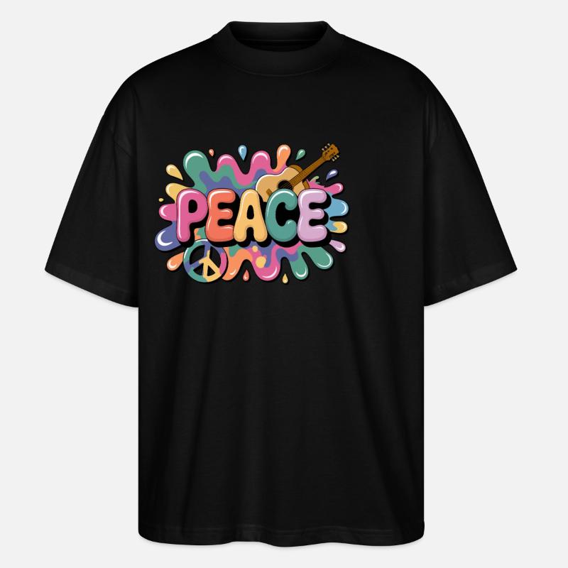 PEACE – Psychedelic - Stanley/Stella Oversized Unisex Organic T-shirt Blaster 2.0 - black