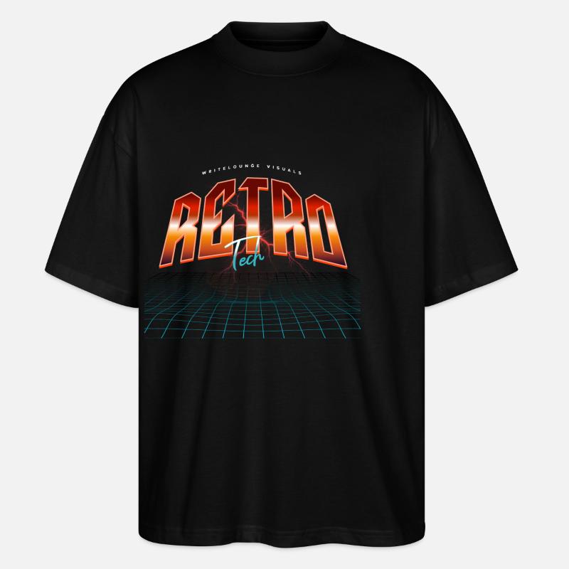 Rétro Tech Neon Synthwave - T-shirt bio Blaster 2.0 coupe oversize Stanley/Stella Unisexe - noir