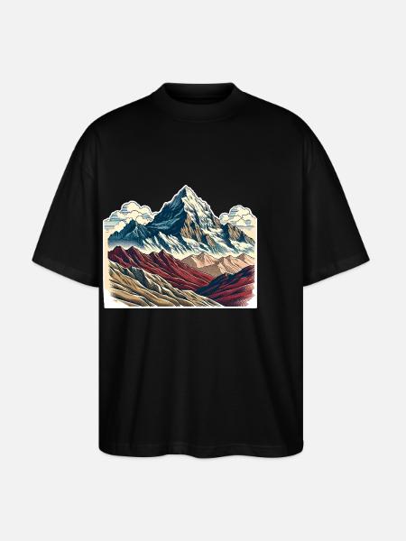 Mountains - Stanley/Stella Oversized Unisex Organic T-shirt Blaster 2.0 - black
