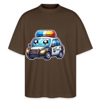 Police - Stanley/Stella Oversized Unisex Organic T-shirt Blaster 2.0 - mocha - Front - Alina (178cm) & Michal (187cm)
