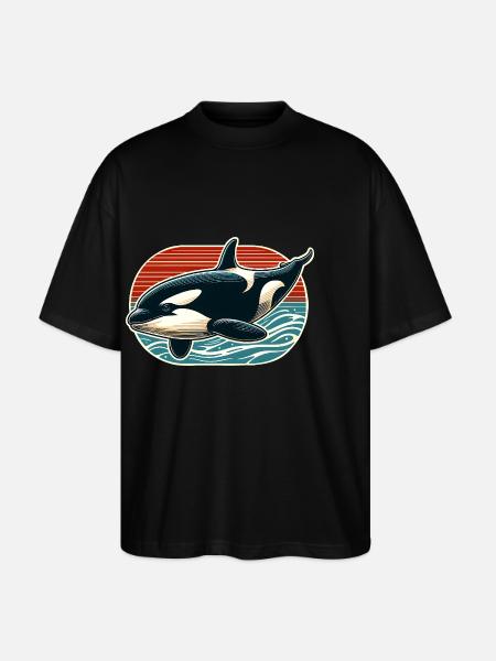 Orca Killer Whale - Stanley/Stella Oversized Unisex Organic T-shirt Blaster 2.0 - black