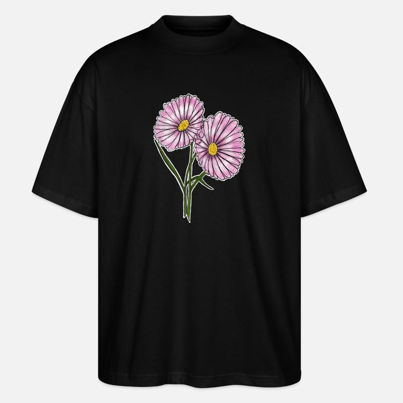 Gänseblümchen - Stanley/Stella Oversized Unisex Bio T-Shirt Blaster 2.0 - Schwarz