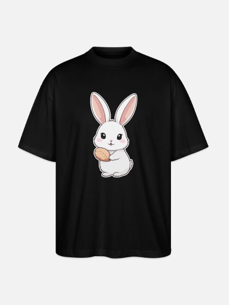 Bunny, Rabbit, Easter Bunny - Stanley/Stella Oversized Unisex Organic T-shirt Blaster 2.0 - black