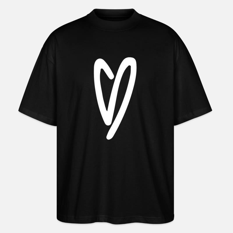 Heart Sketch Minimal Style - Stanley/Stella Oversized Unisex Organic T-shirt Blaster 2.0 - black
