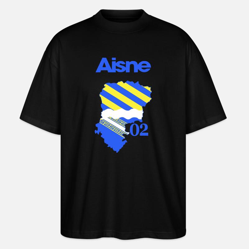 Carte Aisne Bleu Jaune 02 - T-shirt bio Blaster 2.0 coupe oversize Stanley/Stella Unisexe - noir
