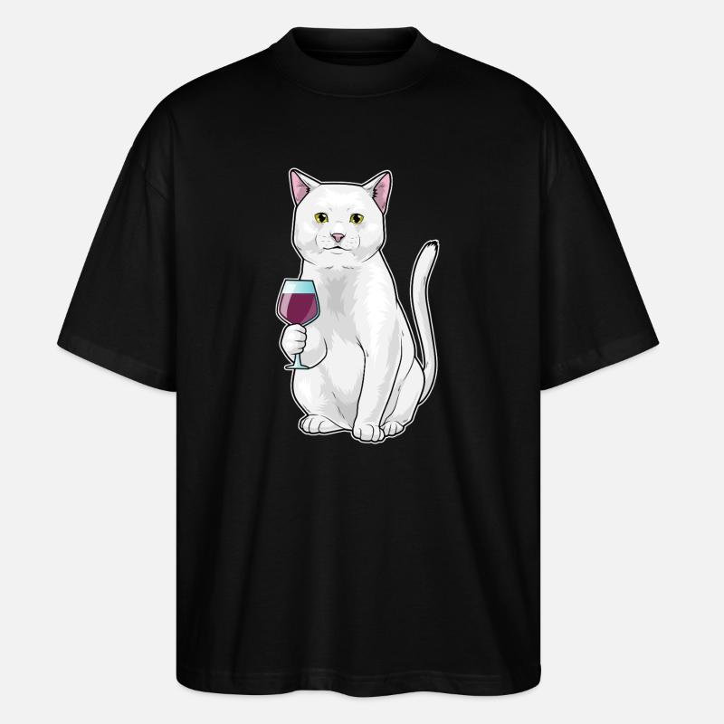 Katze Rotwein - Stanley/Stella Oversized Unisex Bio T-Shirt Blaster 2.0 - Schwarz