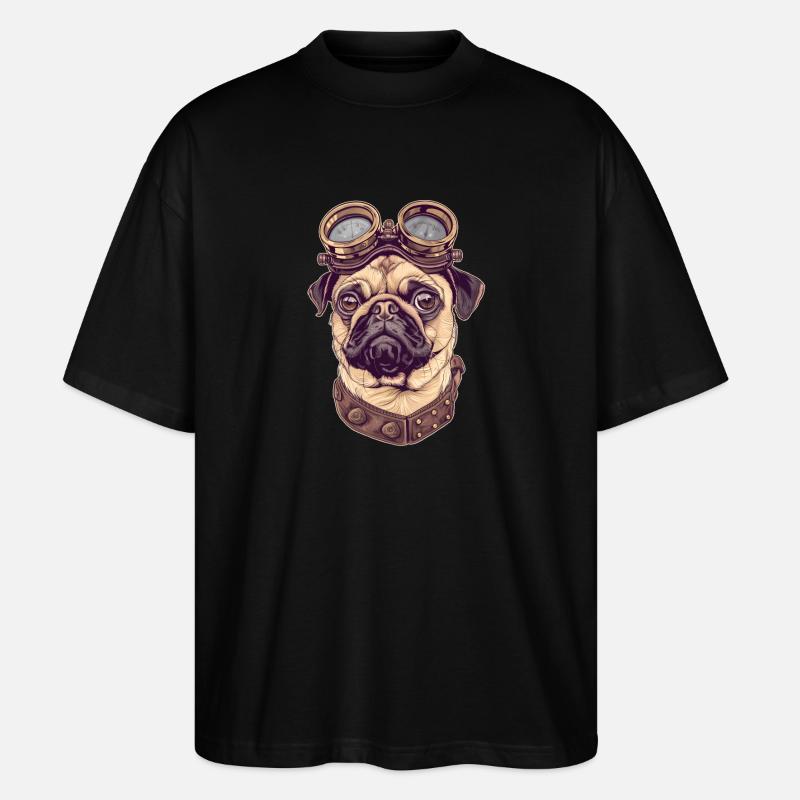 Steampunk Mops - Stanley/Stella Oversized Unisex Bio T-Shirt Blaster 2.0 - Schwarz