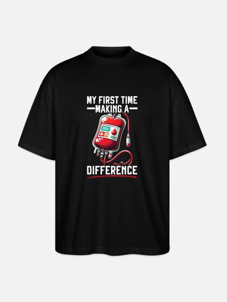 Blood Donation Education Donate Blood - Stanley/Stella Oversized Unisex Organic T-shirt Blaster 2.0 - black