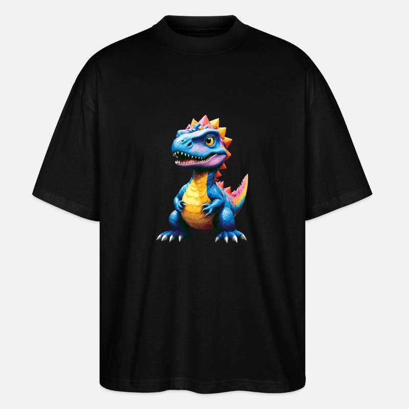 Dino, Dinosaur, Custom Text, Shape - Stanley/Stella Oversized Unisex Organic T-shirt Blaster 2.0 - black