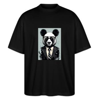 Panda costume smoking panda géant - T-shirt bio Blaster 2.0 coupe oversize Stanley/Stella Unisexe - noir - Devant - Alina (178cm) & Michal (187cm)