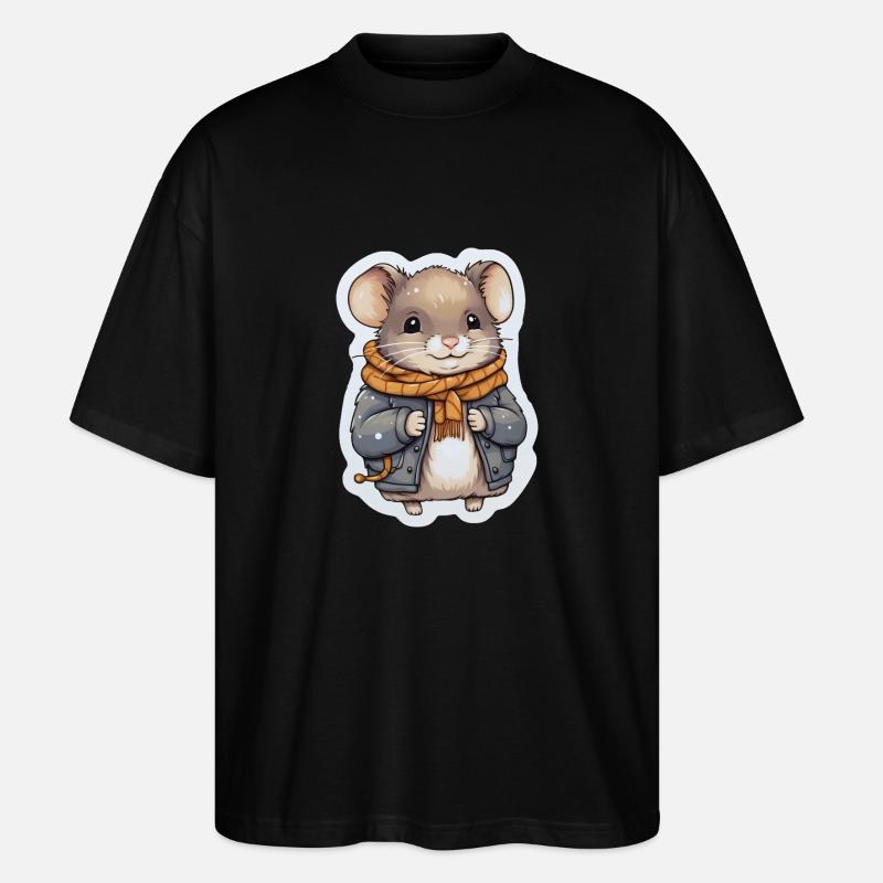 Mäuschen in kalter Jahreszeit - Stanley/Stella Oversized Unisex Bio T-Shirt Blaster 2.0 - Schwarz