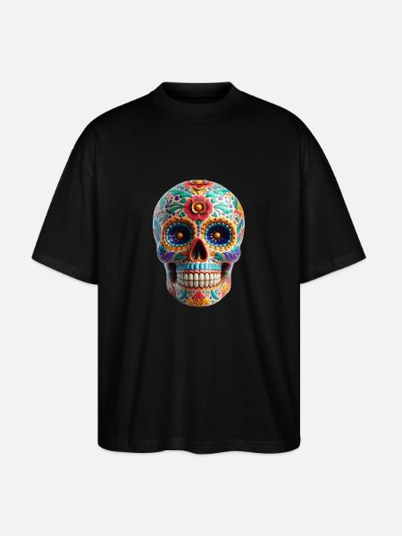 Sugar Skull - Stanley/Stella Oversized Unisex Organic T-shirt Blaster 2.0 - black