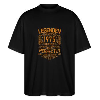 50 birthday, born in 1975 - Stanley/Stella Oversized Unisex Organic T-shirt Blaster 2.0 - black - Front - Alina (178cm) & Michal (187cm)
