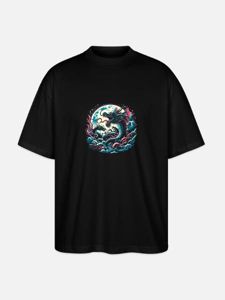 Dragons au clair de lune - T-shirt bio Blaster 2.0 coupe oversize Stanley/Stella Unisexe - noir