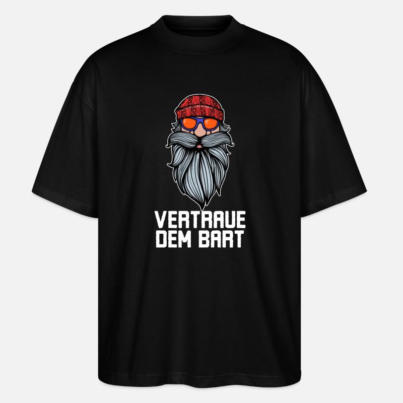Humorvoll Bart Ziegenbart Statement Bartfrisur - Stanley/Stella Oversized Unisex Bio T-Shirt Blaster 2.0 - Schwarz
