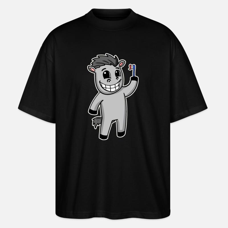 Cheval avec brosse à dents - T-shirt bio Blaster 2.0 coupe oversize Stanley/Stella Unisexe - noir