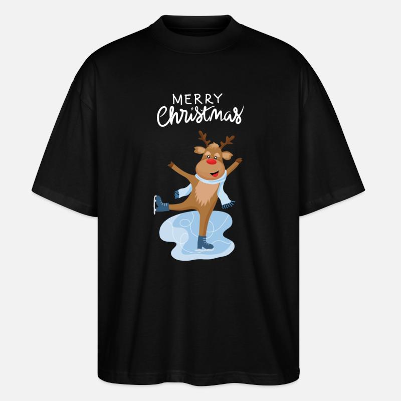 Charming iceskating reindeer - Stanley/Stella Oversized Unisex Organic T-shirt Blaster 2.0 - black