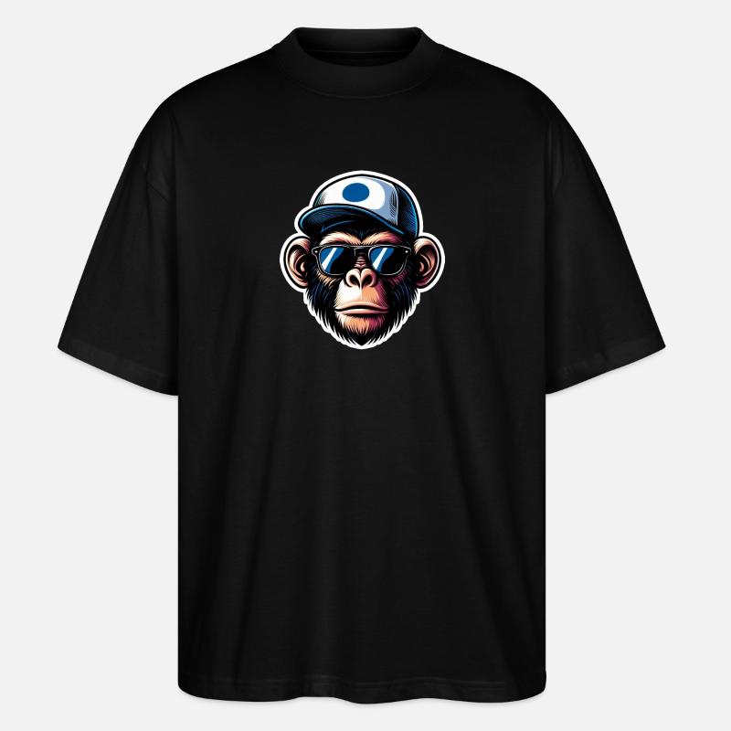 Affe Brille Cap - Stanley/Stella Oversized Unisex Bio T-Shirt Blaster 2.0 - Schwarz