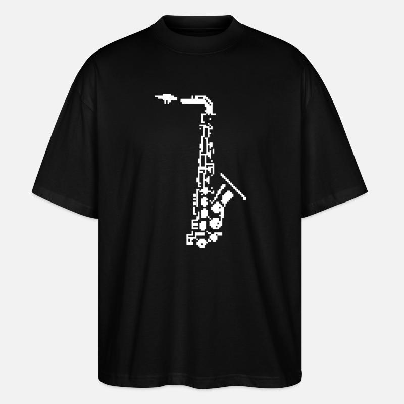 Saxophon Pixel Kunst - Stanley/Stella Oversized Unisex Bio T-Shirt Blaster 2.0 - Schwarz