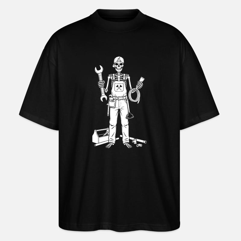 Skeleton Mechanic with Tools - Stanley/Stella Oversized Unisex Organic T-shirt Blaster 2.0 - black