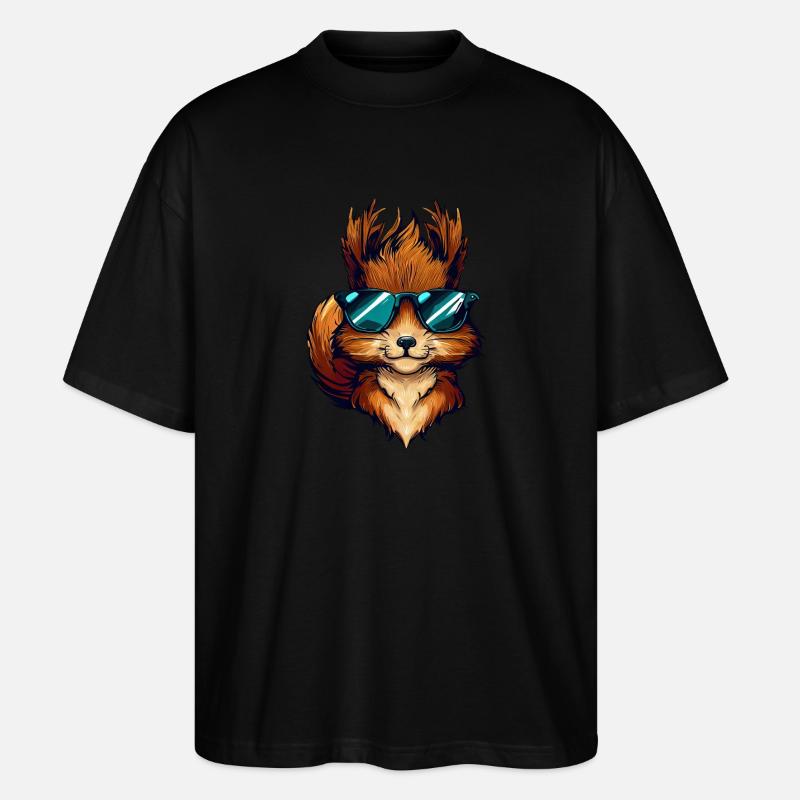 Cool Eichhörnchen - Eichhörnchen mit Sonnenbrille - Stanley/Stella Oversized Unisex Bio T-Shirt Blaster 2.0 - Schwarz