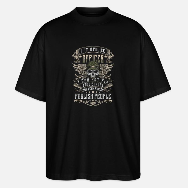 Policewoman Blue Light Thief - Stanley/Stella Oversized Unisex Organic T-shirt Blaster 2.0 - black