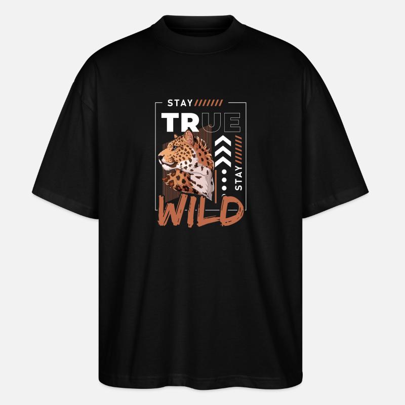 Afrika Großkatze - Stanley/Stella Oversized Unisex Bio T-Shirt Blaster 2.0 - Schwarz