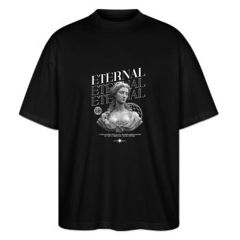 -Eternal- Vintage Shirt - Stanley/Stella Oversized Unisex Bio T-Shirt Blaster 2.0 - Schwarz - Vorne - Alina (178cm) & Michal (187cm)