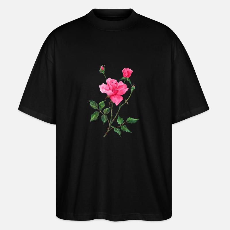 Blumen - Stanley/Stella Oversized Unisex Bio T-Shirt Blaster 2.0 - Schwarz