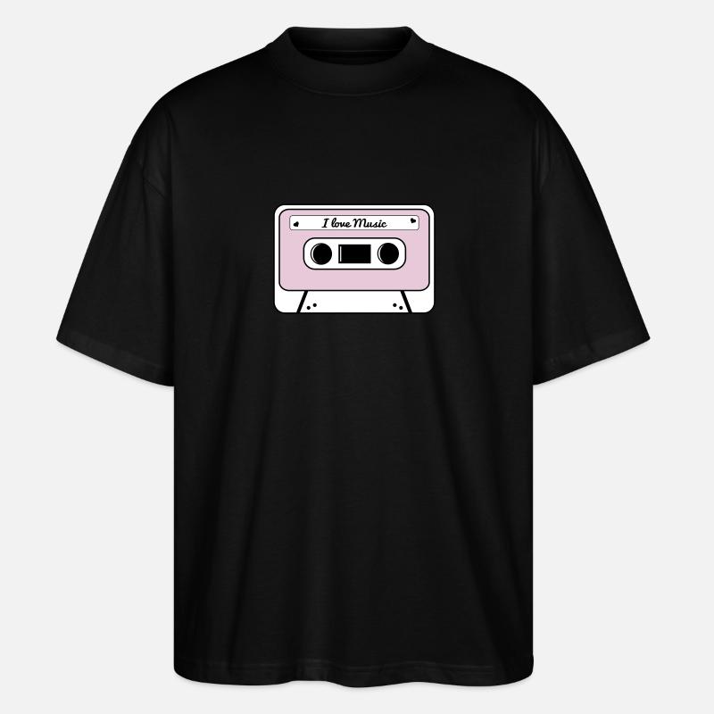 I love music cassette - T-shirt bio Blaster 2.0 coupe oversize Stanley/Stella Unisexe - noir