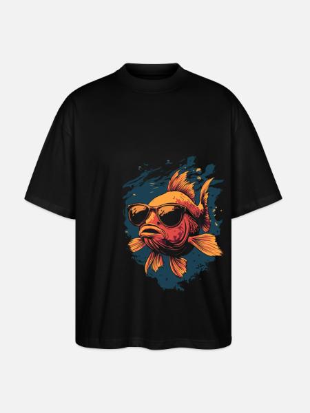 Cooler Fisch für Angler - Stanley/Stella Oversized Unisex Bio T-Shirt Blaster 2.0 - Schwarz