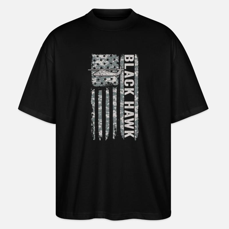 Hélicoptère militaire Black Hawk avec American - T-shirt bio Blaster 2.0 coupe oversize Stanley/Stella Unisexe - noir