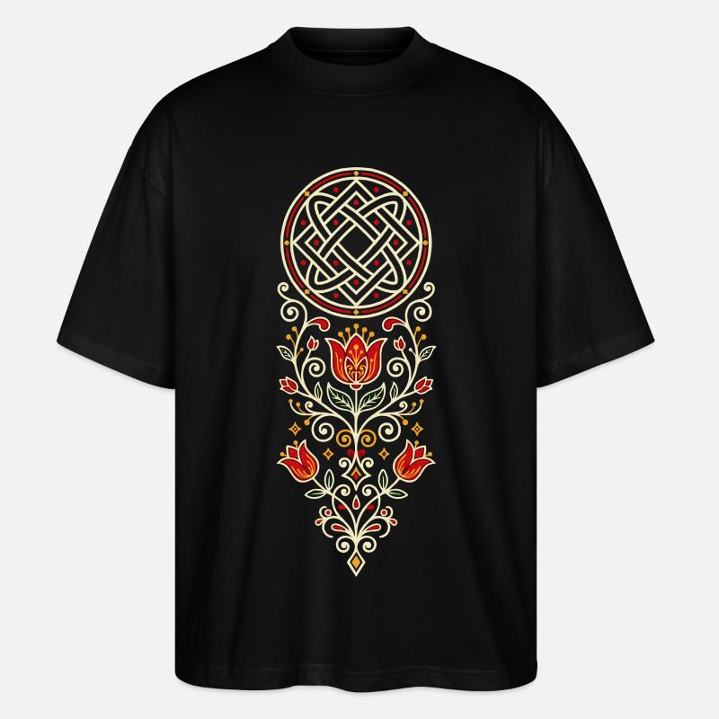 Ornement populaire de Łada - T-shirt bio Blaster 2.0 coupe oversize Stanley/Stella Unisexe - noir