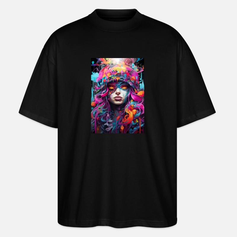 Fille graffiti - T-shirt bio Blaster 2.0 coupe oversize Stanley/Stella Unisexe - noir