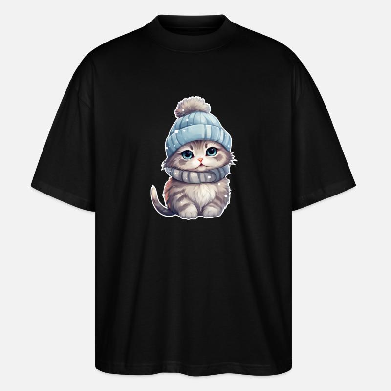 Winter Katze - Stanley/Stella Oversized Unisex Bio T-Shirt Blaster 2.0 - Schwarz