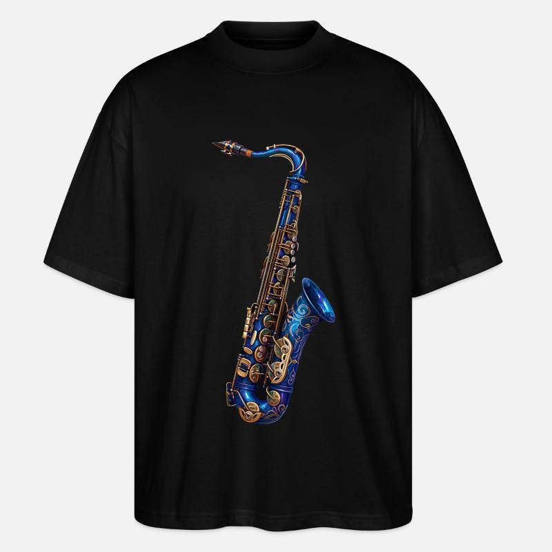 Saxophon - Stanley/Stella Oversized Unisex Bio T-Shirt Blaster 2.0 - Schwarz