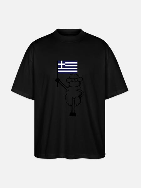 Schaf mit griechischer Flagge - Stanley/Stella Oversized Unisex Bio T-Shirt Blaster 2.0 - Schwarz